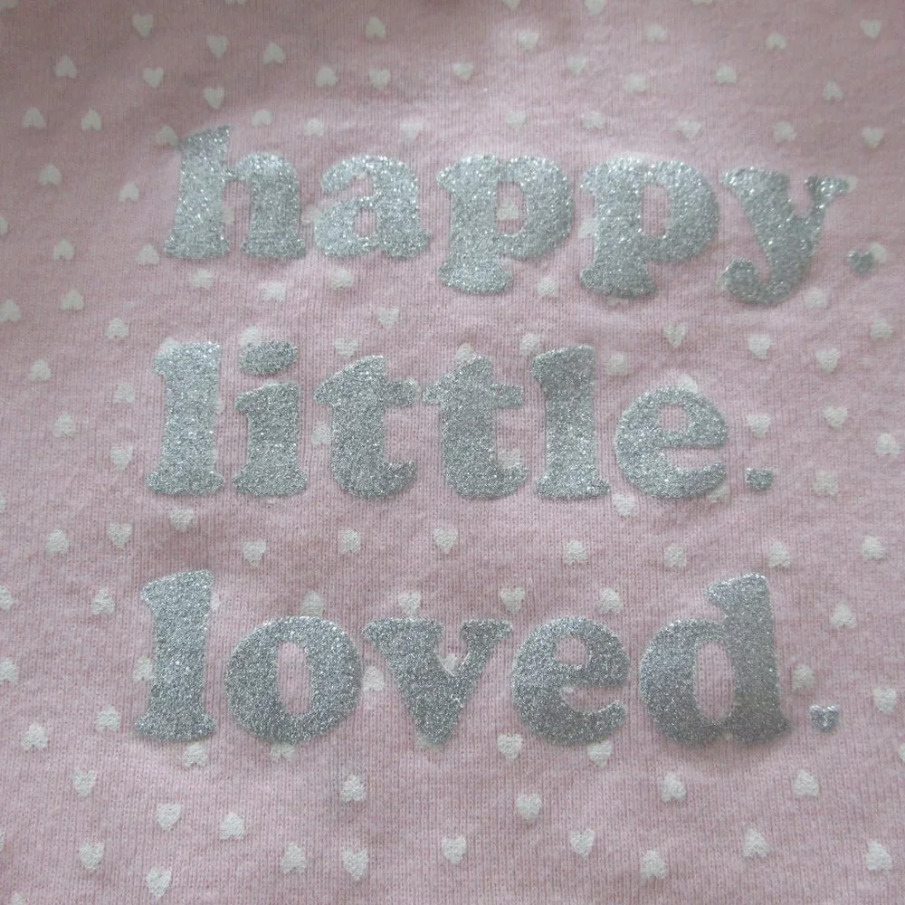 Carters Pullover T Shirt Girls Size 6M Pink Long Sleeve Heart Happy Little Loved